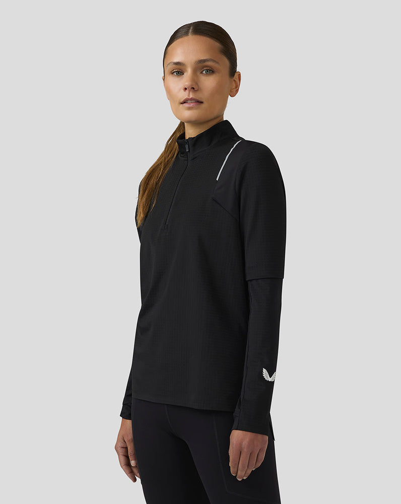 Women's Apex Long Sleeve Aeromesh Training 1/4 Zip Top - Black