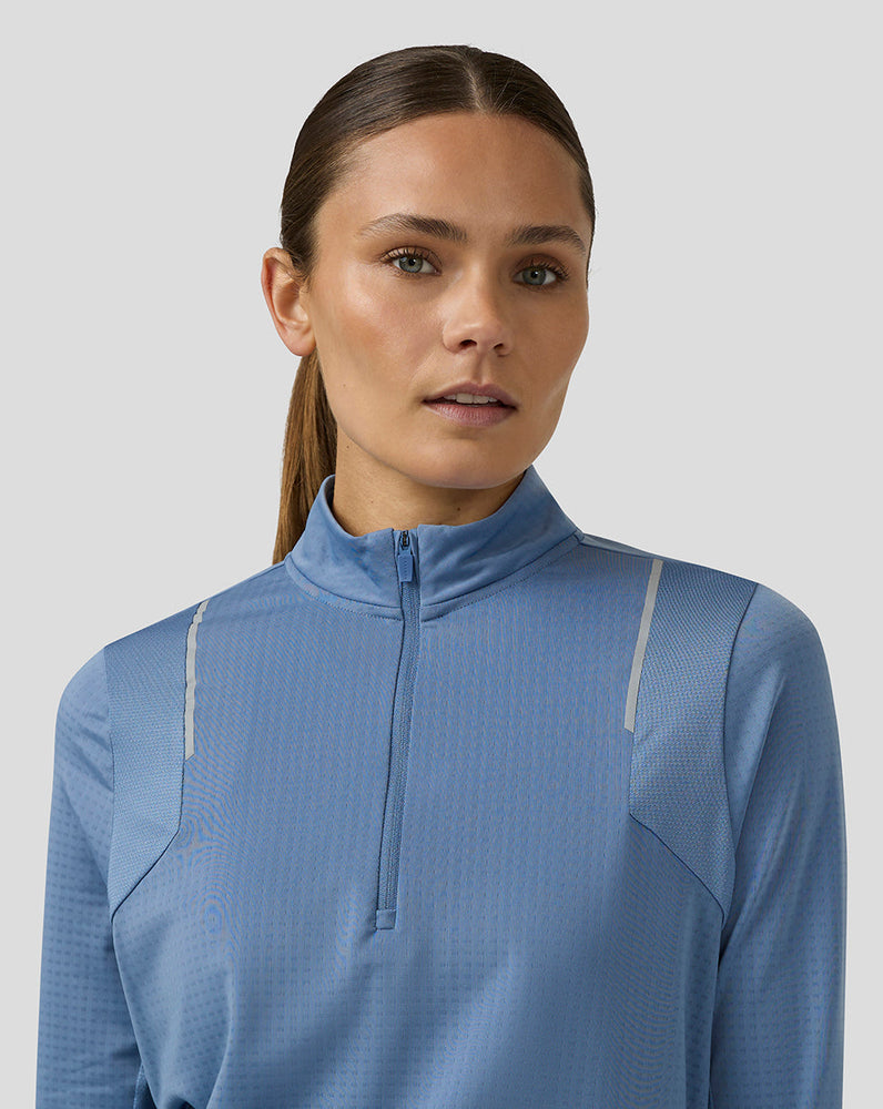 Women's Apex Long Sleeve Aeromesh Training 1/4 Zip Top - Light Blue