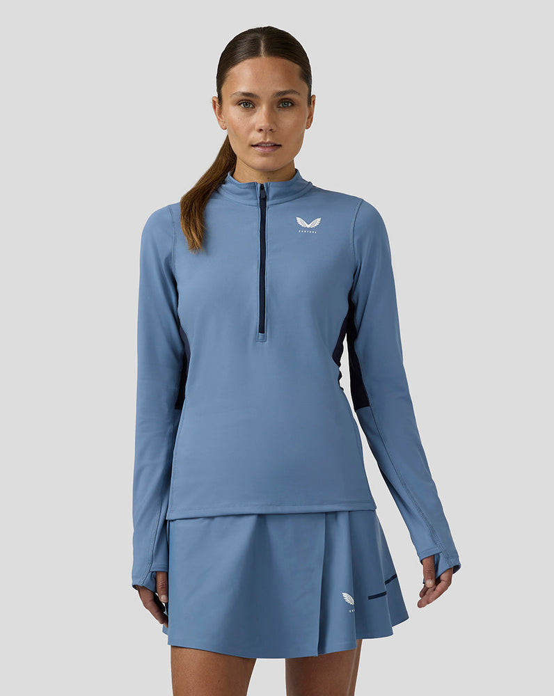 Women's Tennis Aeromesh Performance Half Zip - Light Blue