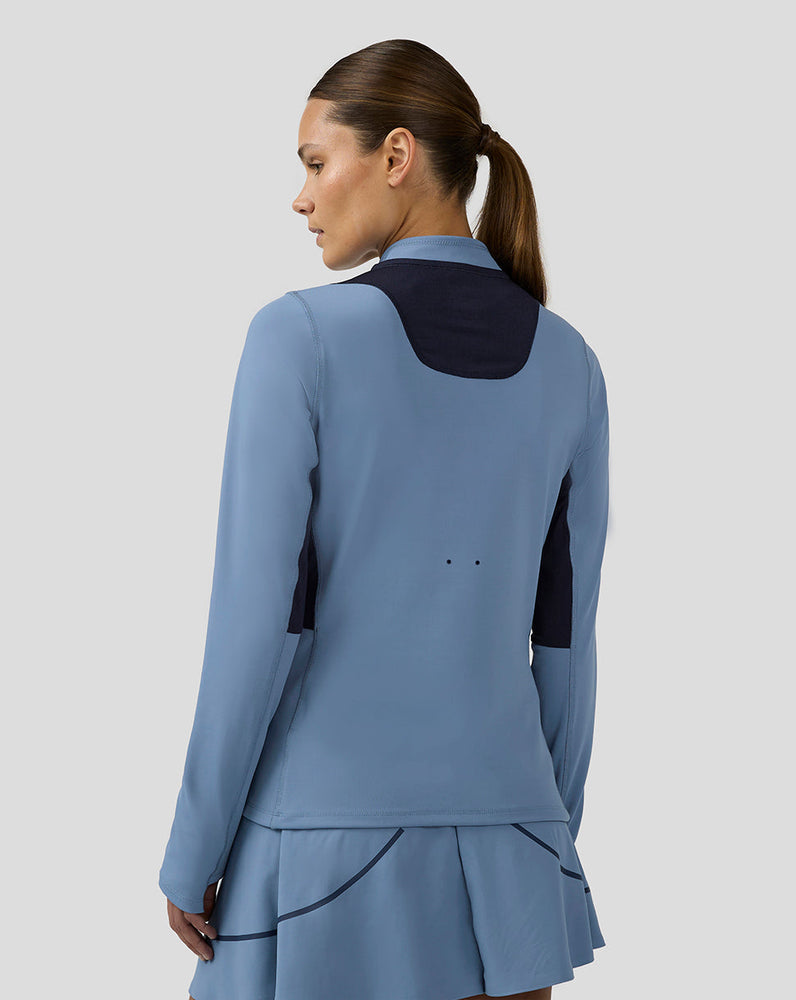 Women's Tennis Aeromesh Performance Half Zip - Light Blue