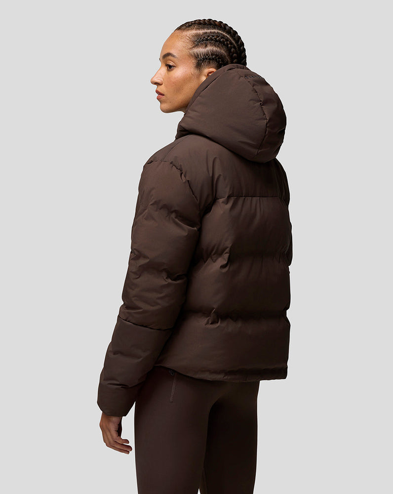 Women's Quilts Long Sleeve Puffer Jacket - Brown