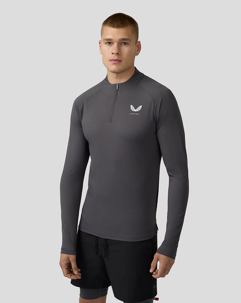 Men's Flow Long Sleeve Breathable Quarter Zip Top - Gunmetal Black