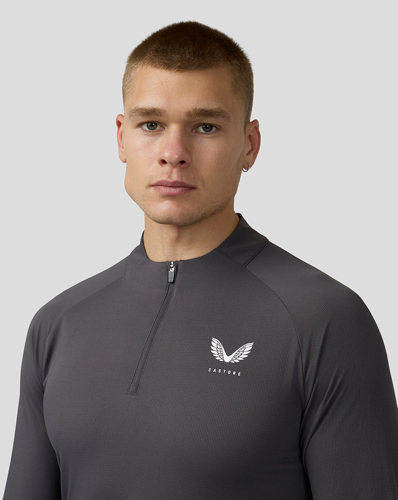 Men's Flow Long Sleeve Breathable Quarter Zip Top - Gunmetal Black