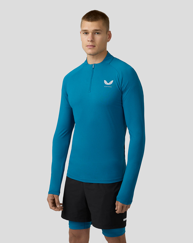 Men's Flow Long Sleeve Breathable Quarter Zip Top - Dark Aqua