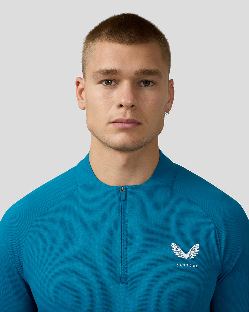 Men's Flow Long Sleeve Breathable Quarter Zip Top - Dark Aqua