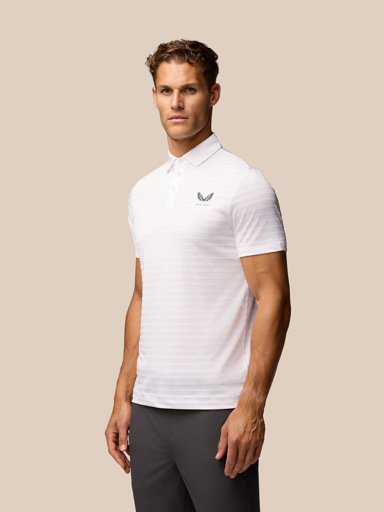 Men's Golf Textured Pique Stripe Polo - White