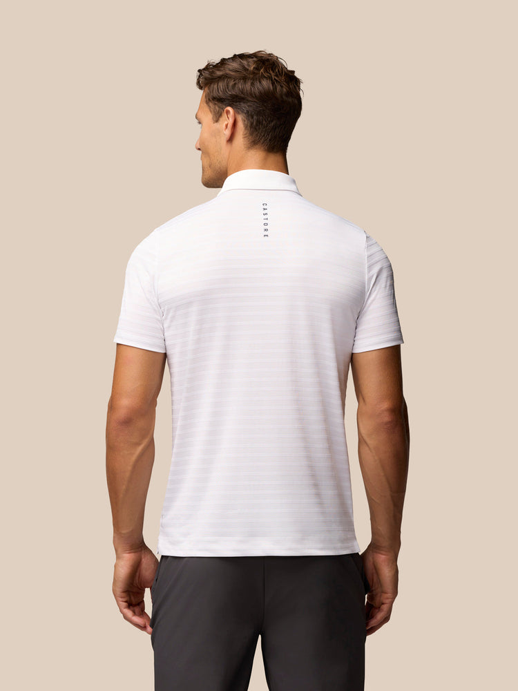 Men's Golf Textured Pique Stripe Polo - White