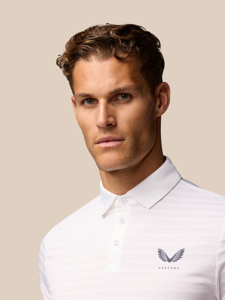 Men's Golf Textured Pique Stripe Polo - White