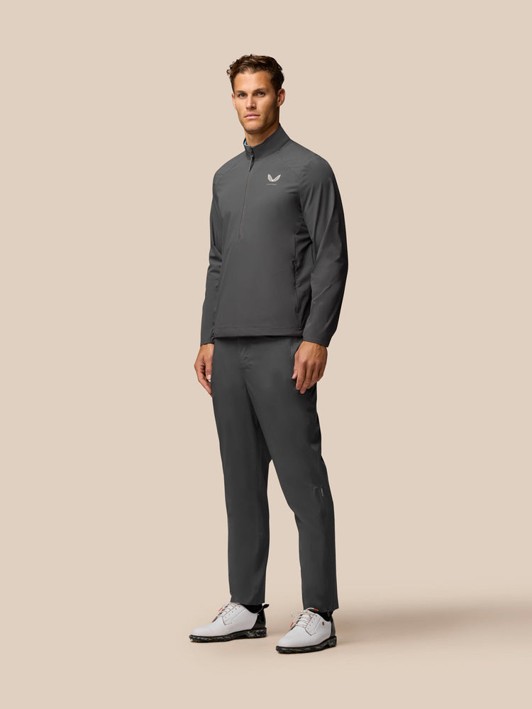 Men's Golf Long Sleeve Flex Woven Half Zip Top - Gunmetal