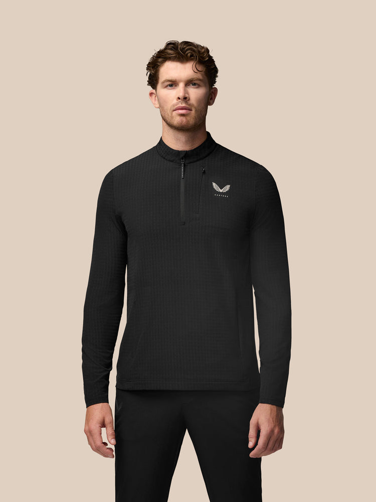 Men's Golf Long Sleeve Flex Tech Half Zip Top - Black