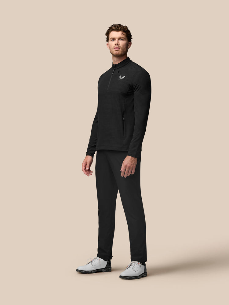 Men's Golf Long Sleeve Flex Tech Half Zip Top - Black