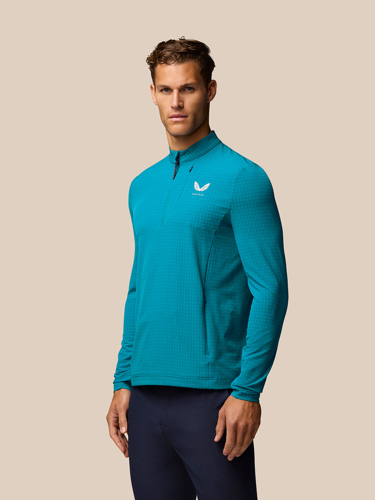 Men's Golf Long Sleeve Flex Tech Half Zip Top - Dark Aqua