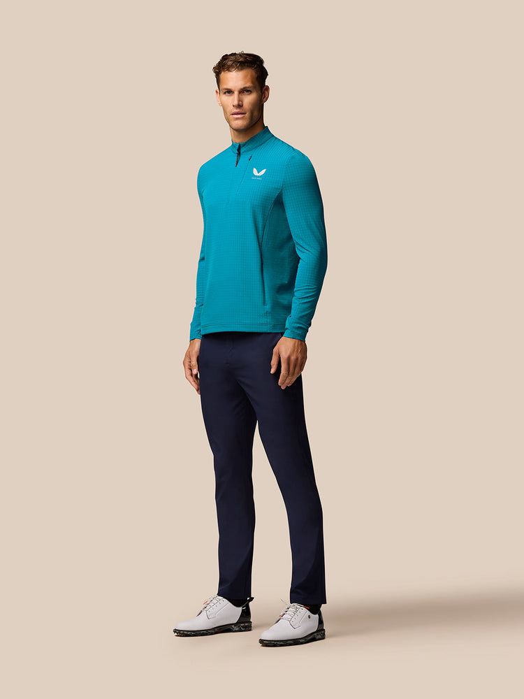 Men's Golf Long Sleeve Flex Tech Half Zip Top - Dark Aqua