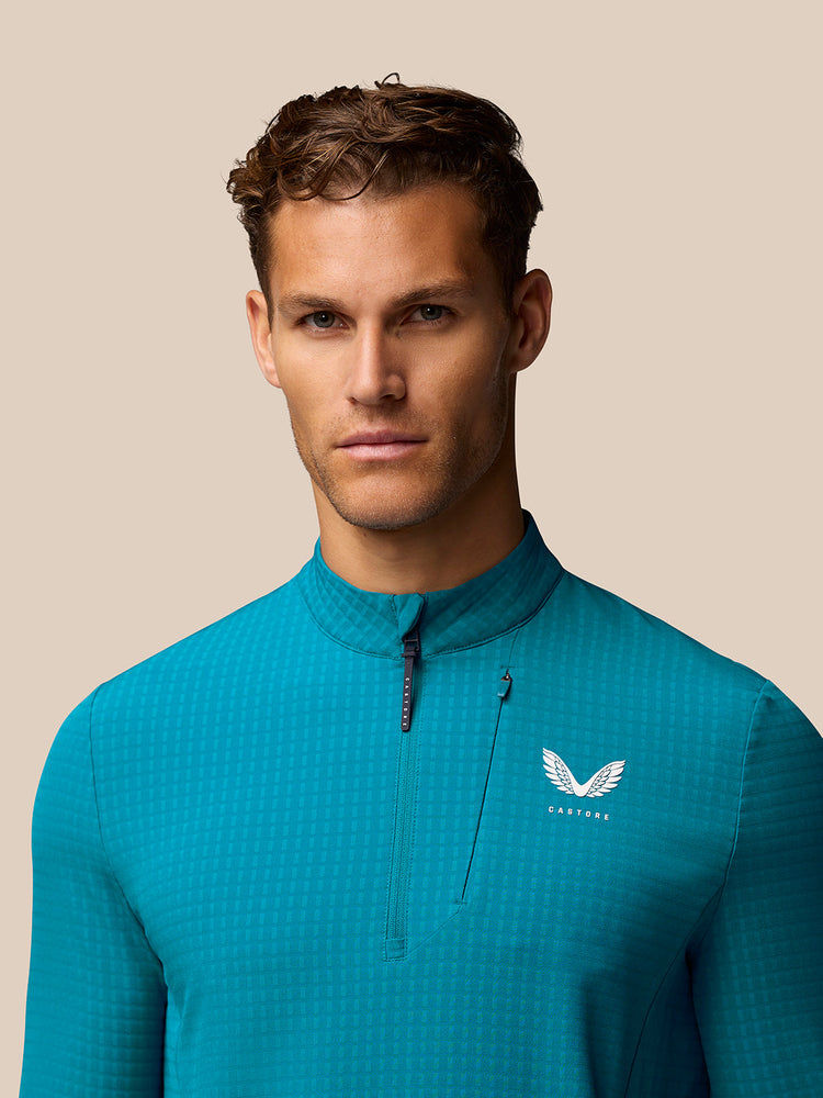 Men's Golf Long Sleeve Flex Tech Half Zip Top - Dark Aqua