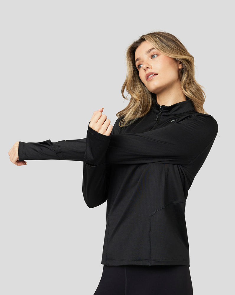 Women's Active Long Sleeve Half Zip Midlayer Top - Black