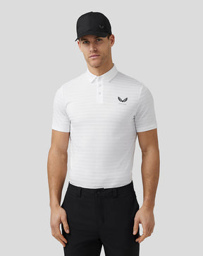 Men's Golf Textured Pique Stripe Polo - White