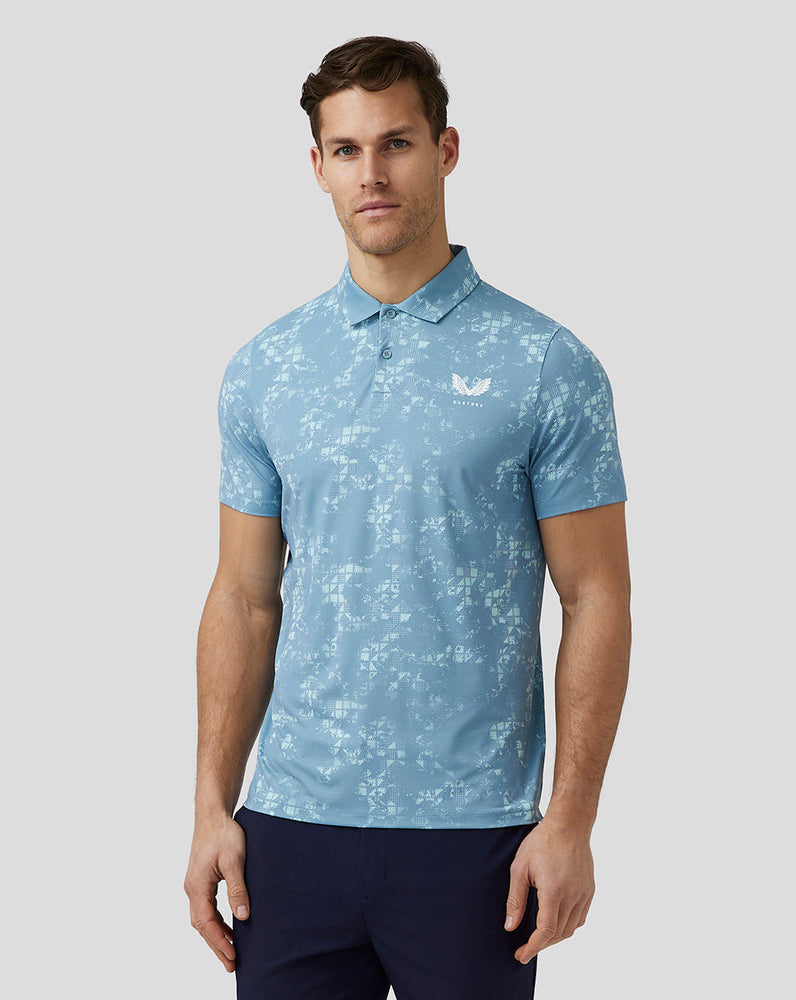 Men's Golf Short Sleeve Printed Polo - Blue