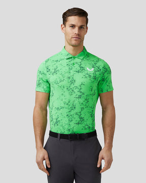 Men's Golf Short Sleeve Geo Printed Polo - Lime
