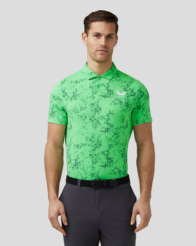 Men's Golf Short Sleeve Geo Printed Polo - Lime
