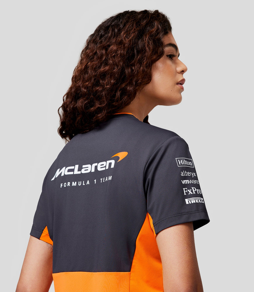 Womens McLaren Official Teamwear Set Up T-Shirt Formula 1 - Papaya/Phantom