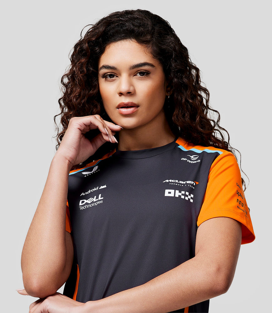 Womens McLaren Official Teamwear Set Up T-Shirt Formula 1 - Phantom/Papaya