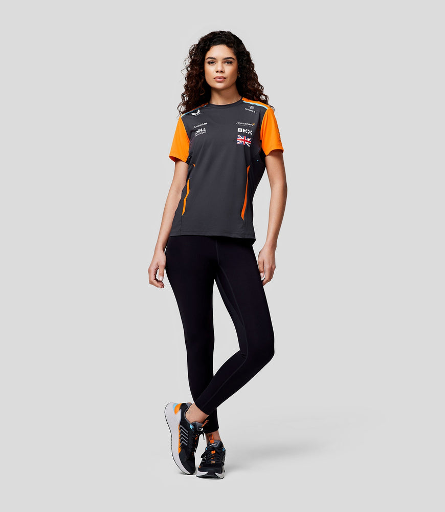 Womens McLaren Official Teamwear Set Up T-Shirt Lando Norris Formula 1 - Phantom/Papaya