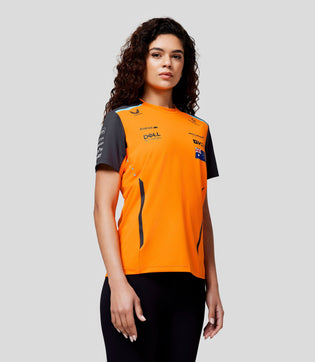 Womens McLaren Official Teamwear Set Up T-Shirt Oscar Piastri Formula 1 - Papaya/Phantom