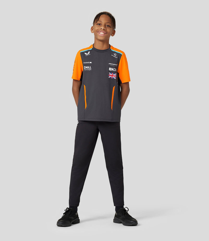 Junior McLaren Official Teamwear Set Up T-Shirt Lando Norris Formula 1 - Phantom/Papaya