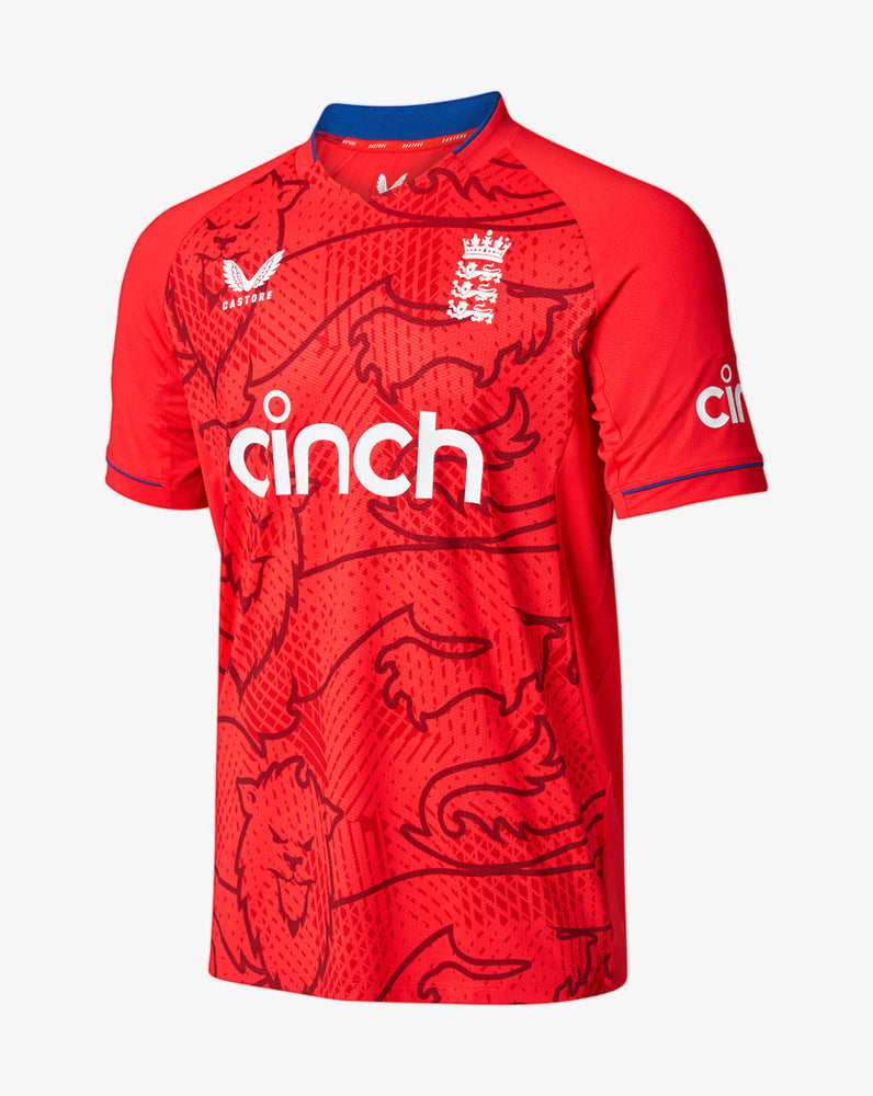 Red England Cricket T20 Replica Short Sleeve Shirt