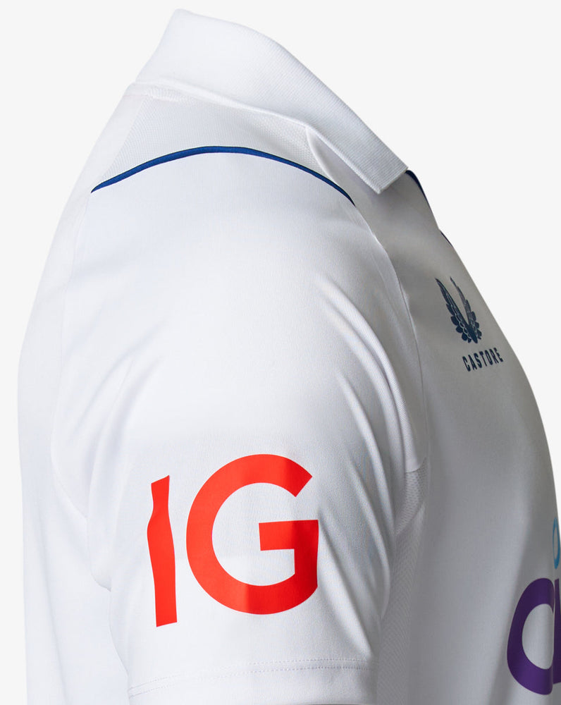 White England Cricket Test Short Sleeve Polo