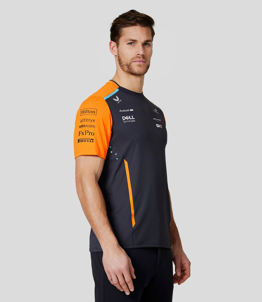 Mens McLaren Official Teamwear Set Up T-Shirt Formula 1- Phantom/Papaya