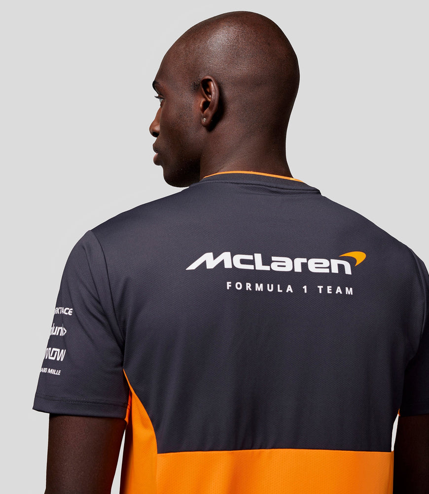 Mens McLaren Official Teamwear Set Up T-Shirt Formula 1 - Papaya/Phantom