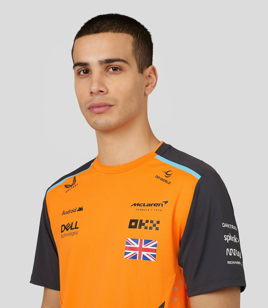 Mens McLaren Official Teamwear Set Up T-Shirt Lando Norris Formula 1 - Papaya/Phantom