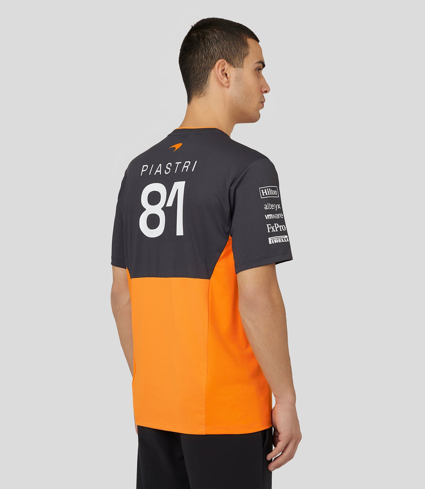 Mens McLaren Official Teamwear Set Up T-Shirt Oscar Piastri Formula 1 - Papaya/Phantom